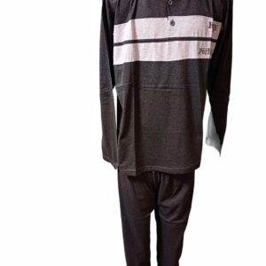 Pijamale din bumbac 100%, pentru barbati, model clasic , pantalon lung , GRI INCHIS CU DUNGI, COD: PBR537